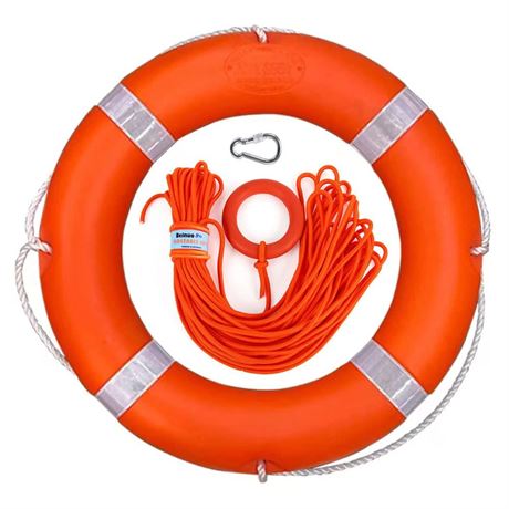 28 inch Boat Safety Throw Ring with Water Floating Lifesaving Rope 98.4FT