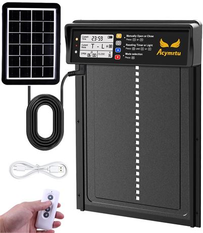 Automatic Chicken Coop Door, Solar Powered Chicken Door with Timer & Light