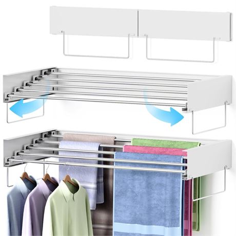 Wall Mounted Drying Rack, Laundry Clothes Drying Rack Foldable, Collapsible