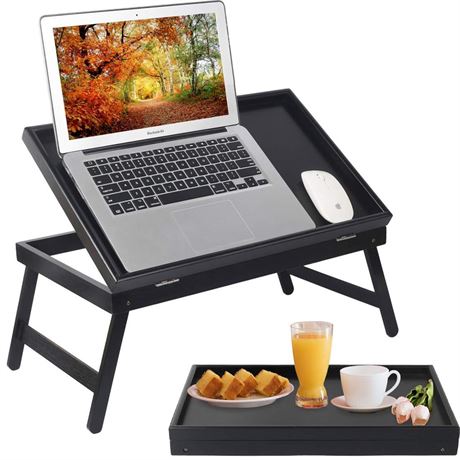 Artmeer Bed Tray Table Breakfast Food Tray with Folding Legs Kitchen Serving