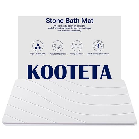 Kooteta Stone Bath Mat, Diatomaceous Earth Shower Mat, Non-Slip & Quick Drying