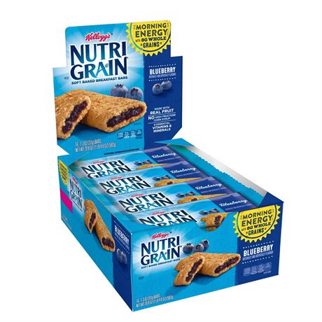 Keebler Nutrigrain Cereal Bars,Low Fat,1.3 Oz.,16 / BX,Blueb(2x$15.63)