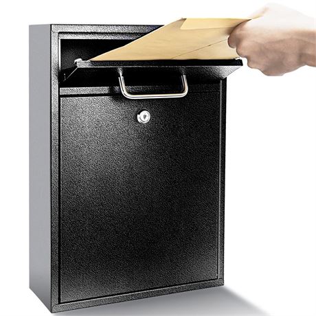 Locking Mailbox Wall Mount, Locked Mailboxes for Outside Security Lock Drop Box