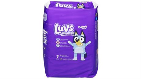 diapersLuvs Platinum Protection Bluey Baby Diapers (18 ct) (Size 7)