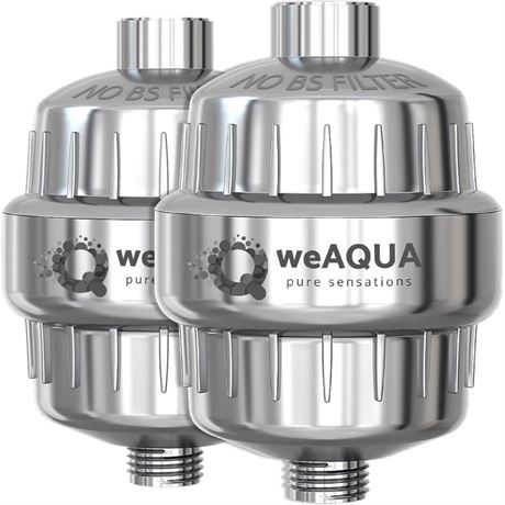 weAQUA Heavy Duty Shower Filter Family 2 PACK – 99% Removal for Hard Water,