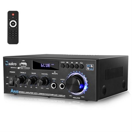 AK45 Stereo Audio Amplifier,300W Home 2 Channel Wireless Bluetooth 5.0 Power