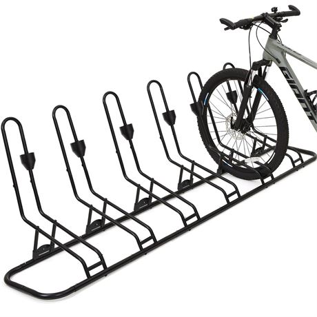 Floor Bike Rack for 6 Bikes, Safeguard Disc Brakes & Derailleurs Design,