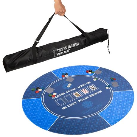 47 Inch Round Poker Mat - Smooth Texas Hold'em Water-Repellent Round Poker