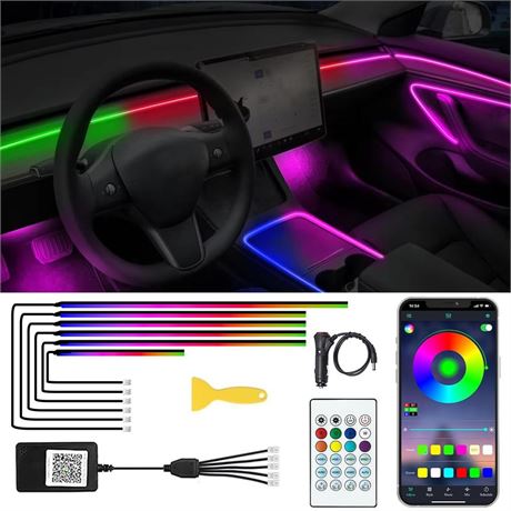 Acrylic Interior Car LED Lights with Remote and Wireless APP 6 in 1,Ambient