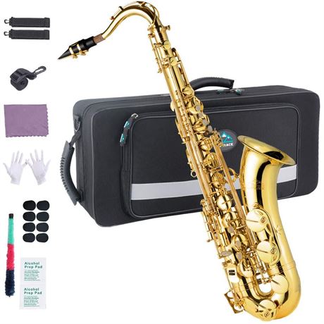 EASTROCK Tenor Saxophone Golden B Flat Tenor Sax Professional Tenor Saxophone