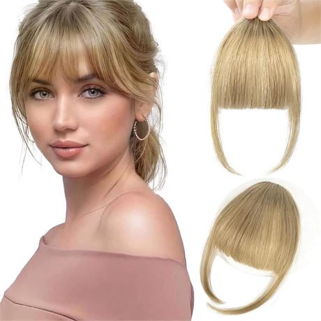 FLUFYMOOZ Clip in Bangs 100% Human Hair, Bangs Hair Clip Extensions, Clip on