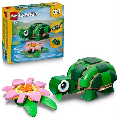 LEGO Creator 3 in 1 Turtle with a Water Lily Flower - Building Toy for Girls &