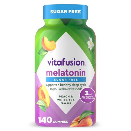 vitafusion Melatonin Sugar Free Sleep Aid Gummy Vitamins, White Tea & Peach