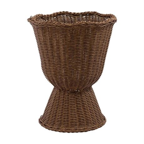 Gomind 16" Brown Woven Resin Urn Planter, Decorative Rattan-Style Wicker Flower