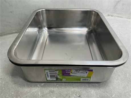 Stainless steel kitty litter box two bins