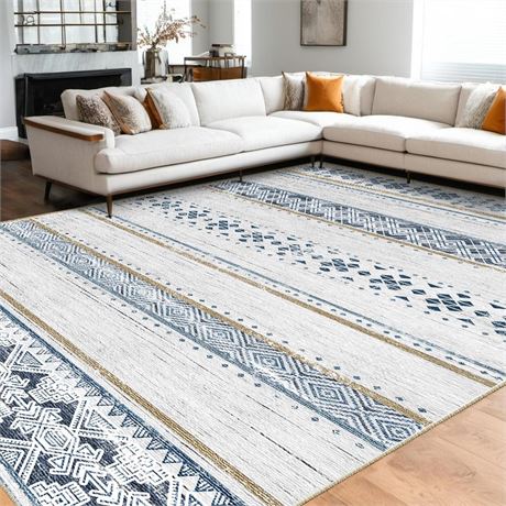 BESTSWEETIE 9x12 Area Rug for Living Room Washable Rug Moroccan Farmhouse