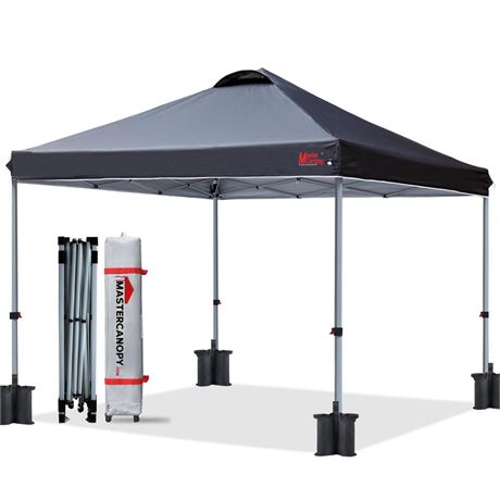 MASTERCANOPY Durable Pop-up Canopy Tent with Roller Bag (10x10, Black) 10x10