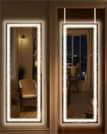 Antok Full Length Mirror with LED Light, Full Length Mirror Over The Door with