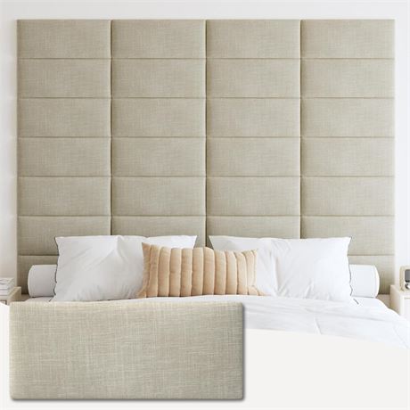 Upholstered Wall Mounted Headboard, 3D Soundproof Wall Panels Peel and Stick