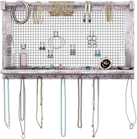 Comfify Rustic Jewelry Organizer – Wall Mounted Jewelry Holder W/Removable