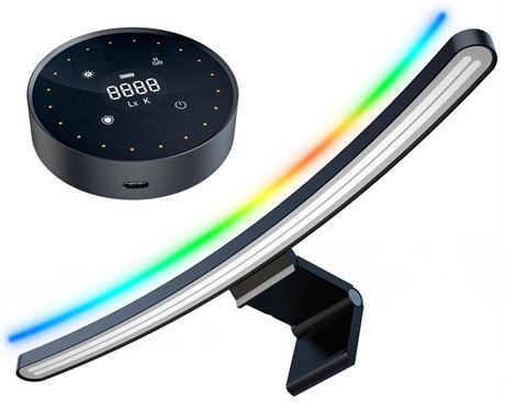 Curved Monitor Light Bar with RGB Backlight, Magnetic USB Power, Wireless