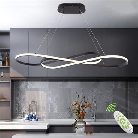 Led Pendant Light, Modern Chandelier,Dimmable Black Led Chandelier for Dining