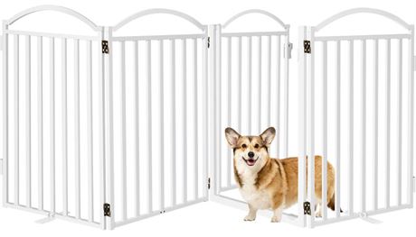 Malier Metal Freestanding Dog Gates with Door, 32'' Height 4 Panels Dog Gates