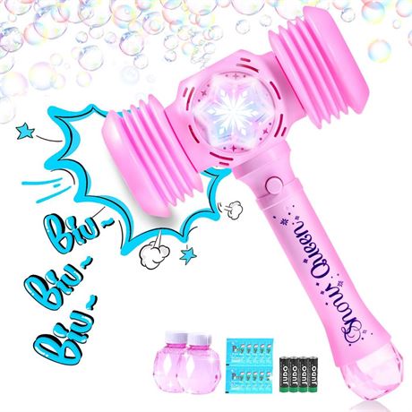 Bubble Wand and Toy Hammer 2 in 1, Automatic Bubble Machine, Light Up Bubble