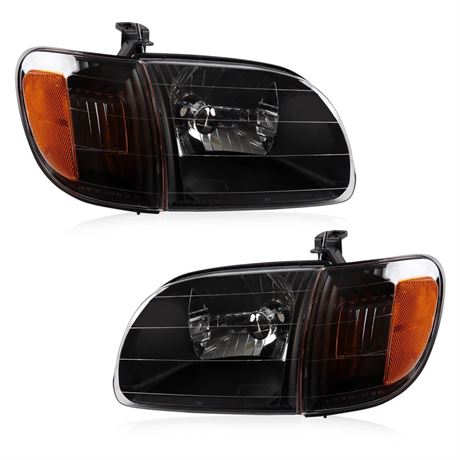 Headlights Parking Lights Compatible with 2000-2004 Toyota Tundra Black and