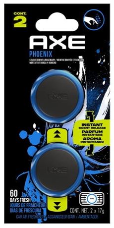 AXE Mini Vent Clip Car Air Freshener (Phoenix Scent, 2 Pack)
