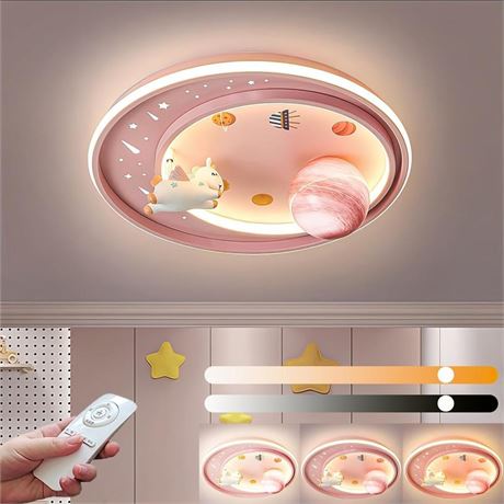 LED Ceiling Light Dimmable with Remote Control Cartoon Unicorn Modern Round