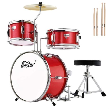 Eastar Drum Set for Kids and Beginners, 3-Piece 14'' Drum Kit with Adjustable