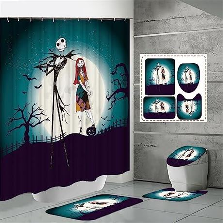 OFFSITE Doimck Nightmare Before Christmas Shower Curtains for Bathroom Sets,