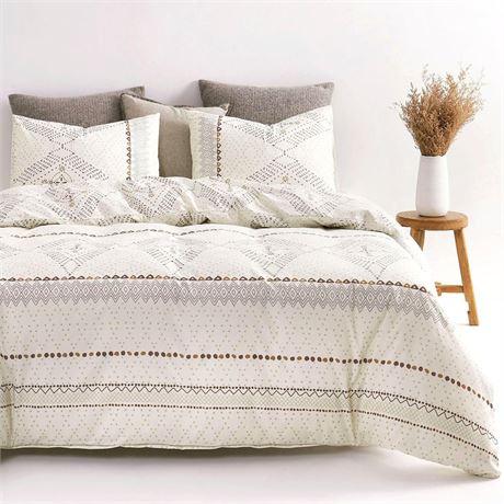 Wake In Cloud - Boho Comforter Set, Farmhouse Bohemian Western Aztec Neutral
