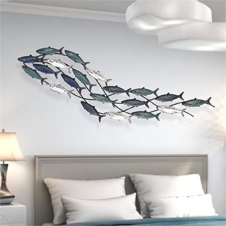 rcqeuiol Coastal Metal Fish Wall Decor, nautical fish Wall Décor,Large School