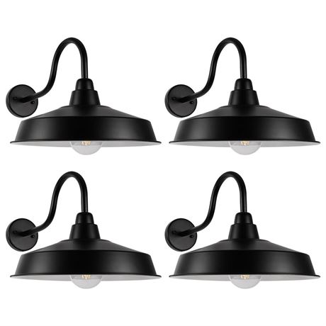 4 Pack Gooseneck Barn Light Outdoor, 16 Inch Dome Large Farmhouse Exterior