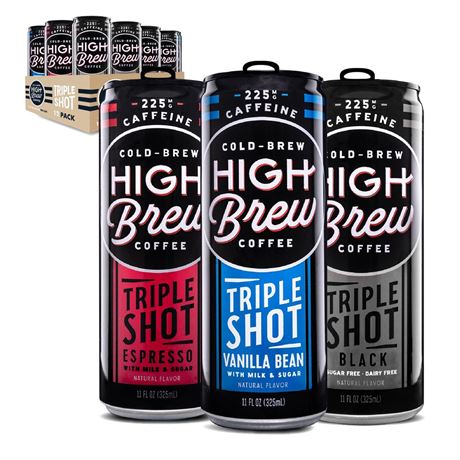 High Brew Coffee | Triple Shot Cold Brew Variety Pack – Vanilla Bean, Black &