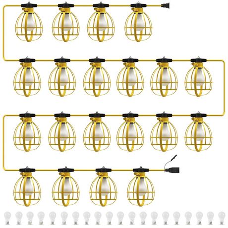 LEDIARY 200FT Construction String Lights, 20 Bulbs 200W 21000LM Work Lights