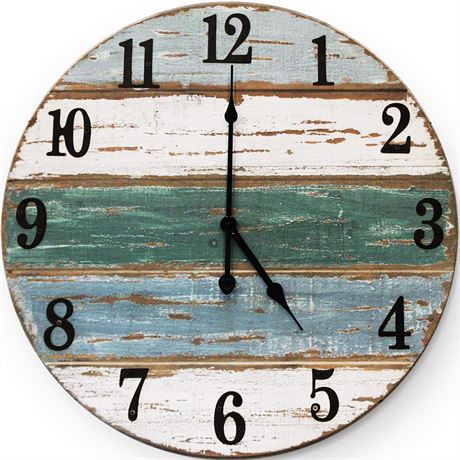 Wall Charmers Rustic Wall Clock, Real Wood with Metal Numbers Handmade