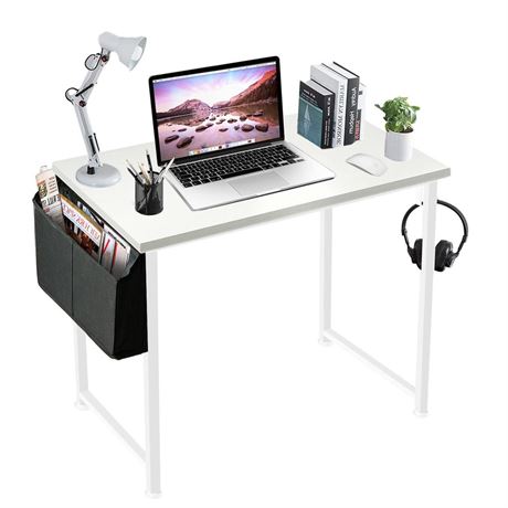 Lufeiya White Small Desk for Bedroom - Student Kids Study Writing Table for