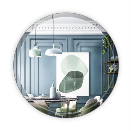 Umzodo 24" Frameless Beveled Round Mirror with 1" Edge for Bathroom, Entryways,