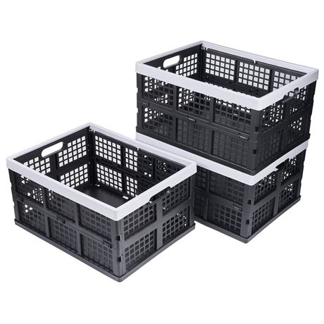 1 PACK Plastic Collapsible Storage Crates-30L,Foldable Plastic Crates for