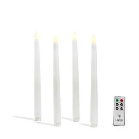 LampLust White 10  Wax Flameless Taper Candles  Set of 4 - Classic Candles