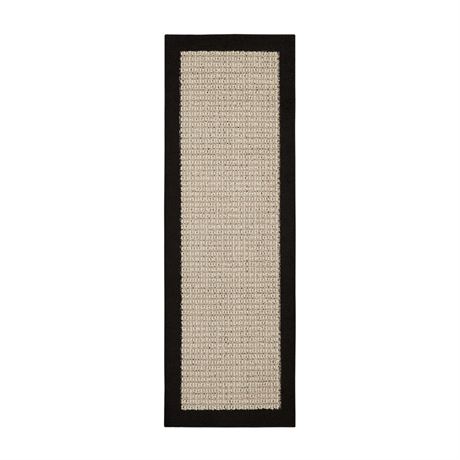 Mainstays Farmhouse Faux Sisal Olefin Black Border Indoor Hallway Runner Rug,