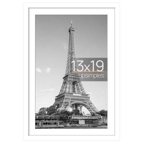 upsimples 13x19 Picture Frame, Display Pictures 11x17 with Mat or 13x19 Without