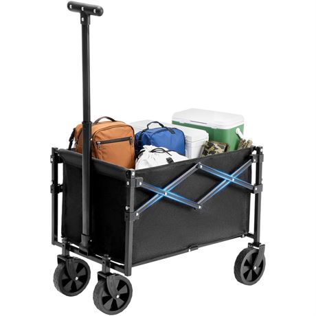 NEWBULIG Collapsible Wagon Cart, Foldable Beach Wagon with Wheels - Lightweight