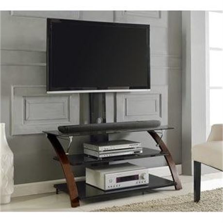S4005-A 56.62 In. Elie Modern Concept Flat Panel Bentwood & Glass Tv Stand