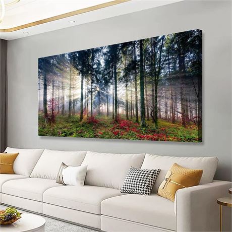 Nature Landscape Sunrise Tree Canvas Wall Art - 24x48 inches Wall Decoration