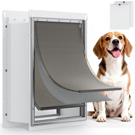 Powools Pet Dog Door for Wall - Robust Steel Pet Door with Magnetic Triple
