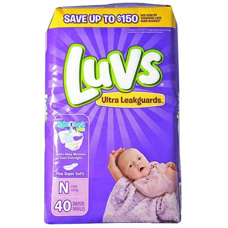 Luvs Newborn Ultra Leakguards Diapers, 38 Count